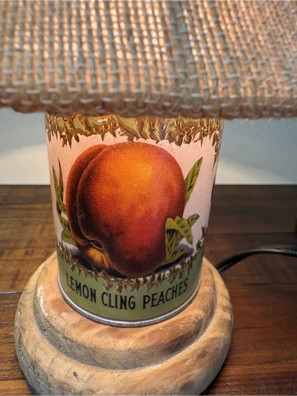 Vintage Style Miniature Table Lamp Of Canister Base Labeled “ Lemon Cling Peach” - Picture 5 of 13